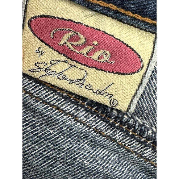 Vintage Rio Girls Size 7 / 25  Denim Shorts High Rise Blue plead accent front - Picture 4 of 7